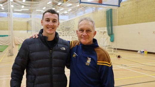 Harry Brook with Martin Speight