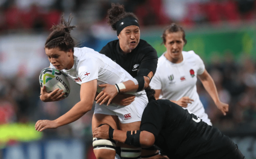 Abbie Ward carries the ball into contact